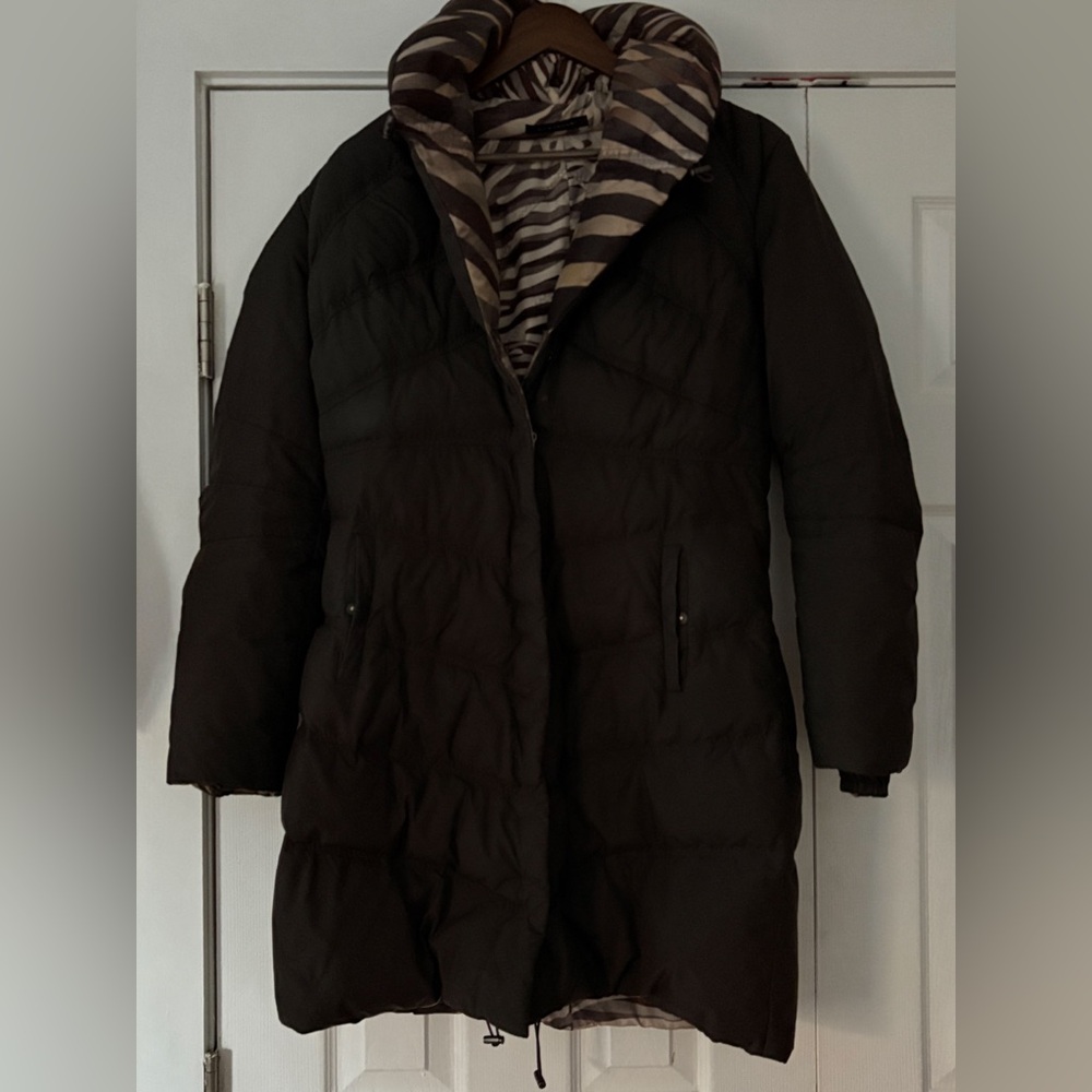 Elie Tahari Black Reversible Puffer Jacket Size Small EUC